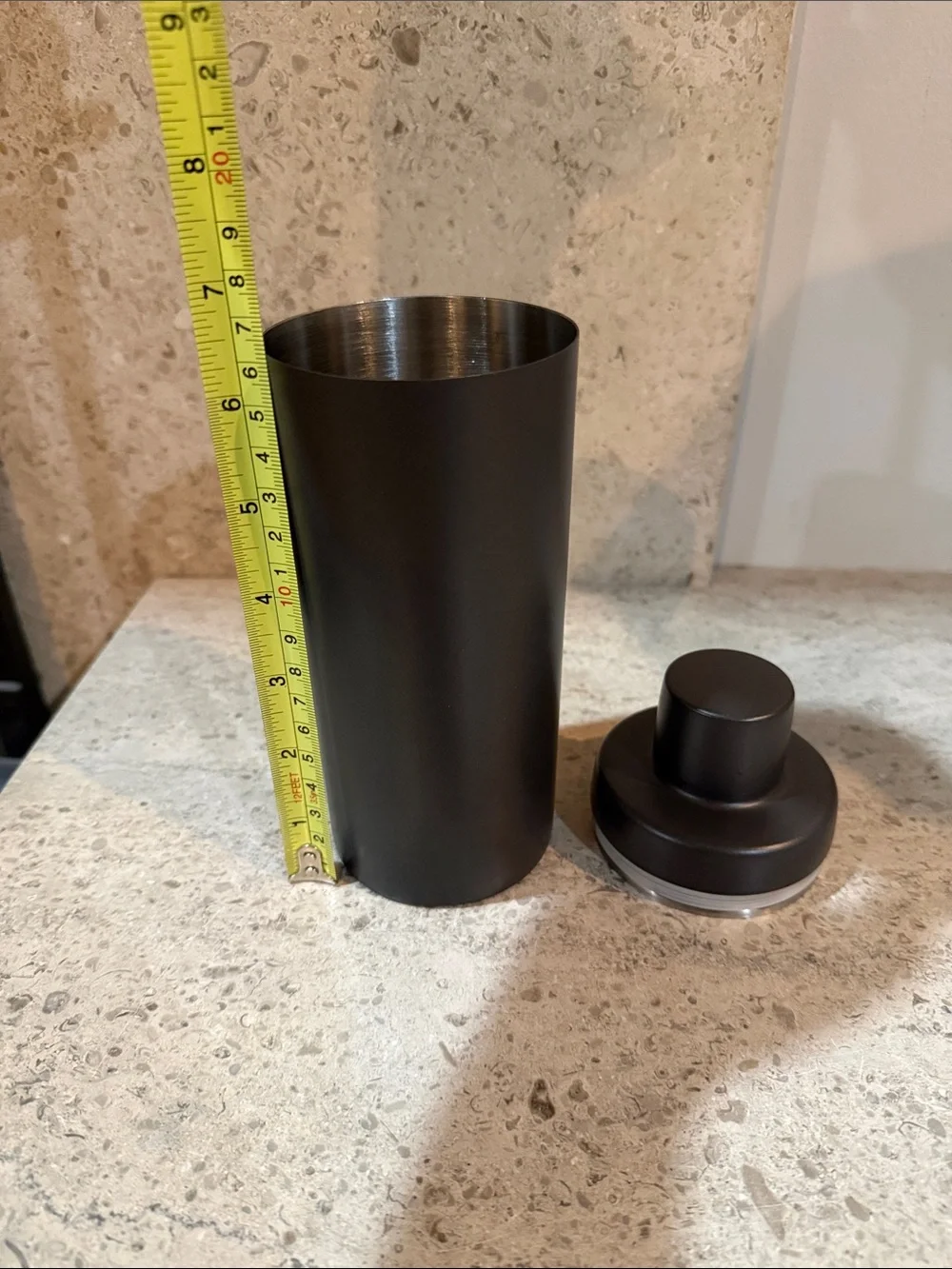 West Elm Matte Black Cocktail Shaker - Two Piece Sleek Home Bar Accessory